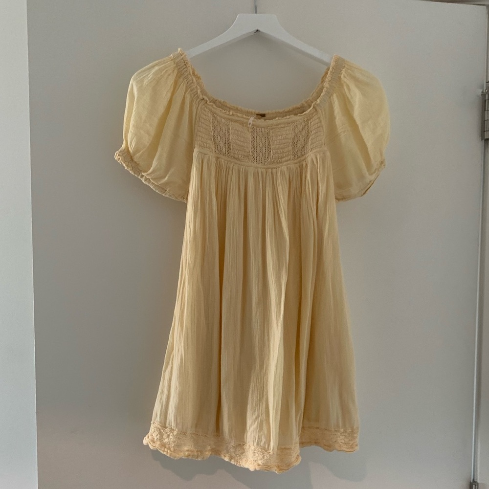 Free People XS Yellow Mini Dress (with built in shorts)